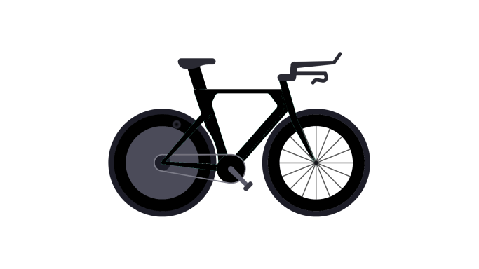 Zeitfahrrad mit Aerolenker in Seitenansicht.